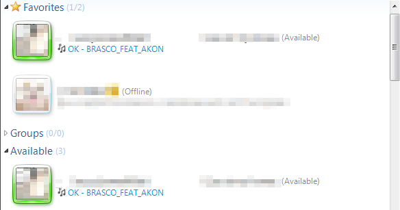 Favourites listing compared to Available contacts